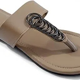 feetway Women's Ethnic Slip-On Flats Chappals with Designer Metal Buckle | Comfortable Daily Use Kolhapuri Style Chappals for Casual, Office & Traditional Outfits-picture-17