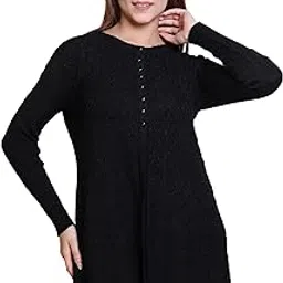 Woollen Women's Long Cardigan(9060BlackL)-image-74