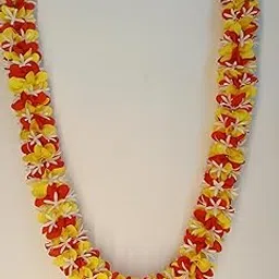 Artificial Flower Garland for Pooja Mandir, Photo Frame Decoration, 40 Inch Red-Yellow Haar Mala-picture-11