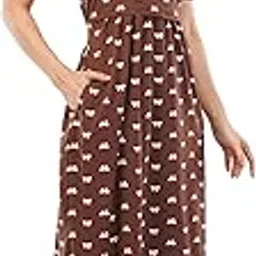 KEKABU Women's Brown Ribbon Premium Zipless Maternity & Nursing Dress – Soft, Comfortable, Breastfeeding-Friendly, Stylish Pregnancy Wear (Brown, L)-picture-37