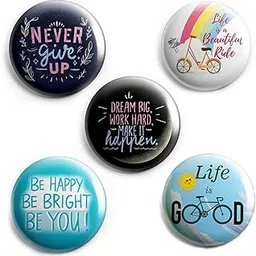 AVI 58mm Regular Size Metal Fridge Magnet Multicolour Motivational Positive Quotes with Life is a beauitful Ride Pack of 5 C5MR8002165-picture-14