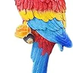 FABLOFT Outdoor Parrot Figurine Tree Decor Bird Sculpture for Outside Lawn Landscape Right Red-picture-16