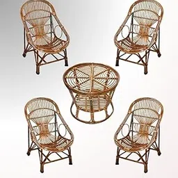 CRAFTCANE Cane Chair for Living Room, Balcony, Lawn, Indoor Outdoor with Cushion, Set of 4 with Table (Queen)-picture-35