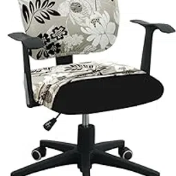 HOKIPO Printed Office Chair Cover for Task Chair – 140 GSM Stretchable Fabric – Washable & Anti-Slip – Fits Small Office Chairs Without Headrest, Feather Brown Floral (AR-5225-C1)-image-35