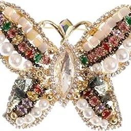 Beaded Crystal Butterfly Brooch Pin | 18k Gold Plated | Trendy, Lightweight & Comfortable | Stylish & Tarnish-Resistant | Qty : 1pc-image-35