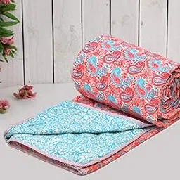 RUSTIC LINEN 100% Cotton Natural 200 TC Double Duvet/Quilt/Razai/Comforter Cover 87" x 96" Inch (Red)-image-66