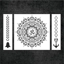 LC Creative Crafts Om Mandala, Pooja Room Dia and Bell Wall Painting deepa Pack of 3 Stencils 12x12, 12x3, 12x3 inches (LC000327)-picture-22