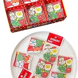 Le Delite 15 pack Cute fancy Designer Christmas Mini Erasers, Santa snowman xmas tree props Erasers Stationery Gift for Kids, Combo pack, Fancy Eraser for students children Return Gift-image-2