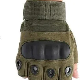 V4U Half Finger Tactical Knuckle Enhanced Combat Military Gloves for Work Safety Outdoor Sport Hunt Riding Hands Protection (Army Green)-image-24