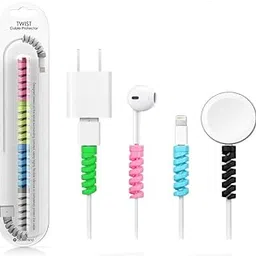 Spiral Cable Protector for Realme X7 Pro Ultra Cable Saver Charging Cord Protective Universal Earphones Cable Cover (4 Pieces -Set 1, Mix Colour, SZ.K)-image-77