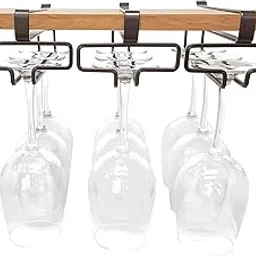 Acrylic Design Art Wine Glass Holder under Shelf, Hanging Wine Glass Rack under Cabinet, No Screw Stemware Rack Hanger, No drilling Wine Glass Storage Organizer, Set of 3-image-18