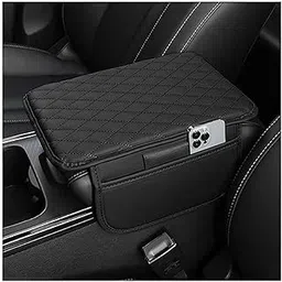 Car Armrest Cover Pad – PU Leather Center Console Cushion with Dual Phone Pockets | Universal Fit for SUV, Truck, Car | Ergonomic Arm Support & Seat Box Protector (Armrest-Cover-Black-1)-image-32