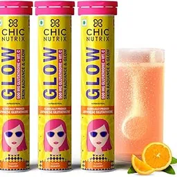 Chicnutrix Glow- 20 Effervescent Tablets| Japanese Glutathione & Vit. C| Antioxidants for clear, glowing skin| Sugar-free, Orange, Pack of 3-image-15