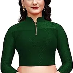 CTF Band Collar Cotton Lycra Blouse | Stretchable Net Blouse for Women | Readymade Full Sleeve Blause | Regular Fit Choli for Ladies | Available Sizes 28-40-image-55
