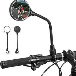 Arabest Handlebar Bike Mirror - 2 Pack Adjustable 360°Rotation Bicycle Mirrors, Acrylic Convex Safety Bicycle Rearview Mirror Universal for Electric Bike, Mountain Road Bike-image-1