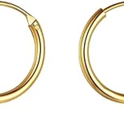 highspark 925 Silver Hoop Earrings in Gold Finish | 92.5 Sterling Silver Round Classic Endless Hoops Sizes 10mm to 40mm | Lovely Gift for Men Women Boys & Girls image 1