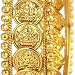jfl Jewellery For Less Temple 1g Gold Plated Laxmi Coin Openable Kada for Women and Girls-picture-38