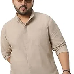 urbano plus Men's Cotton Full Sleeve Regular Fit Casual Solid Shirt with Band Collar-picture-45