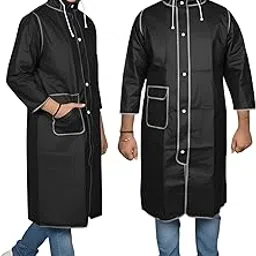 ORILEY Unisex Rain Coat 370GSM with Universal Hooded Full Sleeves Water Resistant Lightweight Outdoor Bike Raincoat for Men & Women Camping Hiking and Travelling (L, Black) image 1