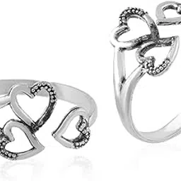 admier Oxidised Plated Brass triple heart design adjustable Toering For Girl Women(ACTR01656)-picture-30