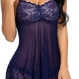 knisty Womens Babydoll Dress Polyester Lingerie Set Lace Teddy Strap | Honeymoon Night Dresses for Women Hot Sexy | Babydoll Dress for Women Sexy | Anniversary & Valentine Gift-picture-49