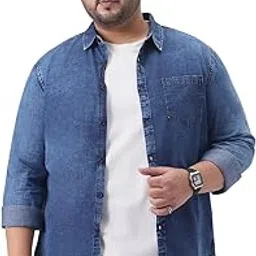 urbano plus Men's Regular Fit Full Sleeve Washed Denim Shirt-picture-38