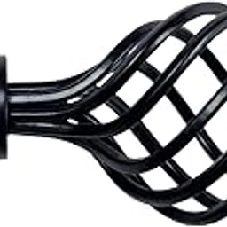 Deco Essential 66"-120" Extendable Curtain Rod For Door & Windows Adjustable Length Heavy Duty Iron Telescopic Drapery Pole With Swirl Finials (3/4" Diameter, Black Matt), 0.75x0.75x0.75 In image 1