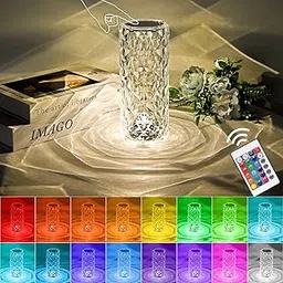 Crystal Lamp Touching Control Rose Shadow Crystal Table Lamp, 16 Color Changing RGB Night Light with USB & Remote Control, LED Rose Diamond Touch Lamp for Bar, Bedroom, Gift for Kids Girls Lover-picture-20