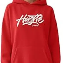 leotude Women's Full Sleeve Hooded Neck Loopknit Printed Sweatshirt Hoodie for Women (Red)-picture-30