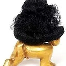 FIRMUS Laddu Gopal Set of 2 Wig Sringar/Bal Gopal Krishna Idol Shiny Microfiber Hair for Idol Size (Black) (2)-picture-37