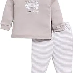 smart baby Boy's Cotton Long Sleeve T-Shirt & Pyjama Set | Soft Interlock Fabric | Fun Animal Print | 0-18 Months image 1