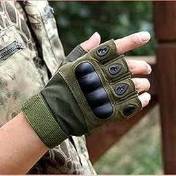 CRATOS Stylish Half Finger Motorcycle Riding Gloves (Military Green, Medium) (armygreen)-picture-14