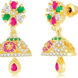 peora Gold Plated Cubic Zirconia Studded Jhumki Earrings Ethnic Jewellery Gift for Women & Girls-picture-15