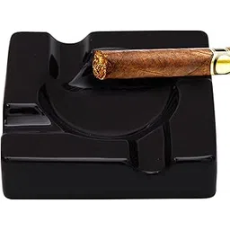 Cigar Ashtray Outdoor Cigarette Ash Tray ââ‚¬â€œ 5.9 inch Ceramic Ashtrays Black Glossy Cigar Rest for Indoor, Outdoor, Patio, Home, Office Use ââ‚¬â€œ Cigar Accessories Gift Set for Men and Women-picture-12