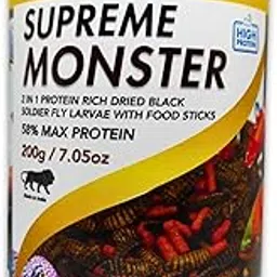 Jothi Aquatics Aquarium Supreme Monster | 100% Dried Black Soldier Fly Larvae & Food Sticks | 68% Max Protein | Fish Food for Arowana, Oscar, Cichlids, Catfish, Flowerhorn & Koi Carps (200g)-picture-11