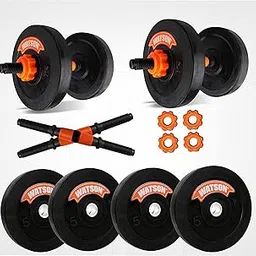 Watson Rubber Weight Plates 20Kg(5x4) With Metal Bush, PVC 14" inch Iron Dumbbell Rod set, 25mm With PVC Nuts, dumbbells set-picture-38
