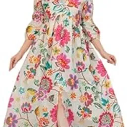 silly saute Women's and Girls's Stylish One Piece Dress, Full Sttiched, Ready to Wear, Pure Ploy Reyon, Floral Print Fabric, Comfortable, Beautifully -MULTICOLOURS (in, Alpha, S, Regular, Design 4)-picture-59