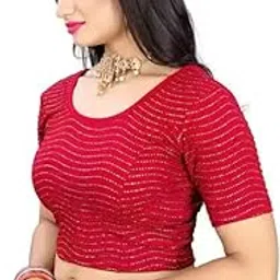 Readymade Designer Embellished Blouse for Women | Cotton Blend Fabric | Short Sleeves-picture-43