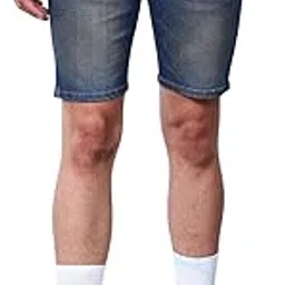 the indian garage co Men Slim Fit Solid Mid-Rise Denim Shorts-picture-22