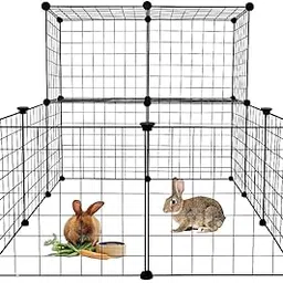 Whitecloud Transforming Homes Modular Pet Playpen for Small Animals Portable Metal Wire Cage Fence for Puppies Rabbits Guinea Enclosure Easy DIY Setup WGO-P05 Black-picture-11
