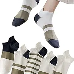 the kab's socks for man, socks for woman fashion Striped Athletic Ankle Socks with Superior Arch Support, Anti Odour & Moisture Absorbent Combed Cotton Breathable Low Cut Design- Pack of 5-picture-53