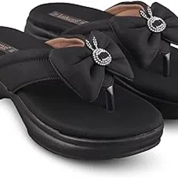 luxeve Women's Platform Bow Sandals with Crystal Detail, Slip-On Style-picture-44
