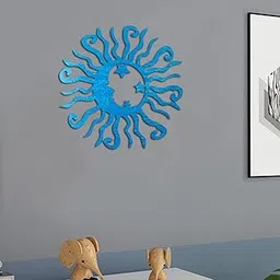 CALANDIS™ Sun and Moon Decor Metal Outdoor Wall Art Plaque Sculpture Home Decor Blue | Home Dacor-image-11