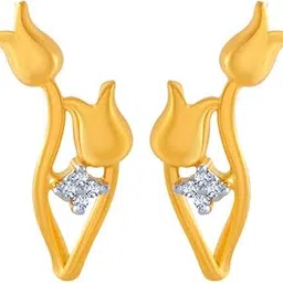 p.c. chandra jewellers 14k (585) Yellow Gold and American Diamond Stud Earrings for Women-picture-31