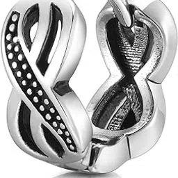 peora Silver Plated Stainless Steel Fancy Hoop Huggie Earrings Fashion Jewellery Gift for Men & Boys (1 PC)-picture-29