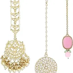 zaveri pearls Combo of 3 Gold Tone Kundan Maangtikka For Women-ZPFK13089-picture-45