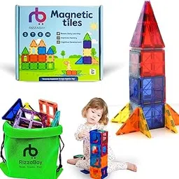 RIZZABAY Magnetic Tiles for Kids- 28 Pcs Magnetic Building Blocks for Kids Age 3+Years, Constructing & Learning Builder Educational Magnetic Blocks Toys Gift for Boys & Girls-image-61