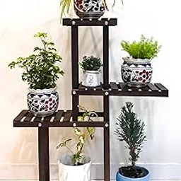 Dime Store Wooden Plant Stand for Balcony Living Room Indoor Outdoor Plant Stand Foldable Display Rack Storage Rack for Patio Garden Yard (Large) image 1