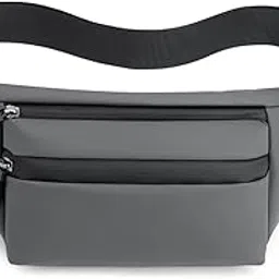 Chest Bag Waist Fanny Pack Running Belt for Men Women Unisex Bum Bag with Headphone Jack and 2-Zipper Pockets Adjustable Belt for Outdoors Yoga Workout Hiking Gifts for Men Women- Grey-image-46
