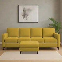 BRAXTON Connor 5 Seater with Ottoman Sofa Set for Living Room (Yellow Colour Fabric) Premium Fabric Sofa Set for Living Room-picture-24